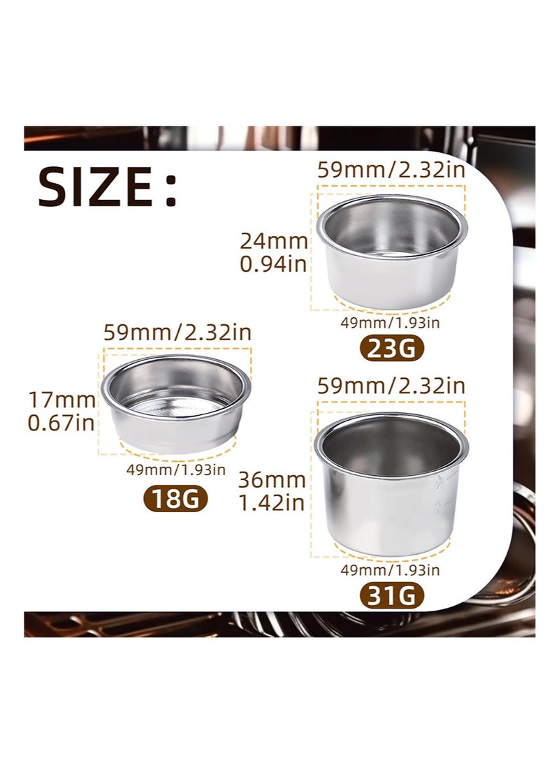 EZSOZO 51mm Coffee Filter Basket， Stainless Steel Reusable Coffee Machine Filter Accessory， Single/Double/Four Cup Single-Wall Coffee Pressurized Porous Filter - Image 2